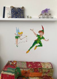 Muurschildering Peter Pan en TinkerBell